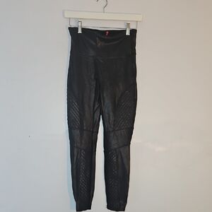 Spanx Faux Leather Moto High Rise Shaping Women’s Leggings Black Size M 